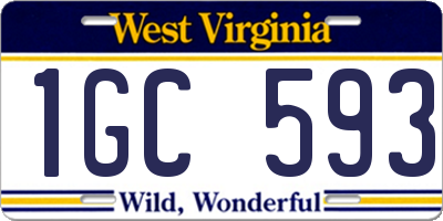 WV license plate 1GC593