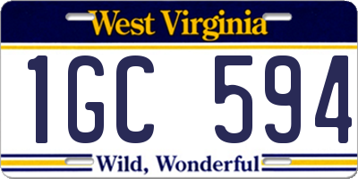 WV license plate 1GC594
