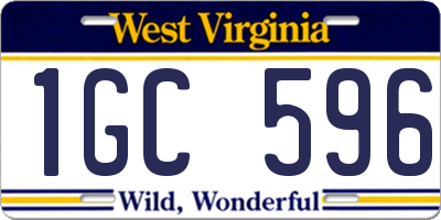 WV license plate 1GC596