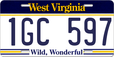 WV license plate 1GC597