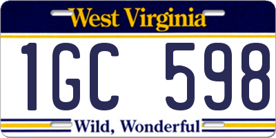 WV license plate 1GC598