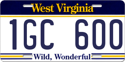 WV license plate 1GC600