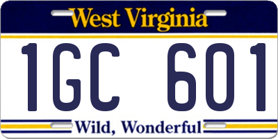 WV license plate 1GC601