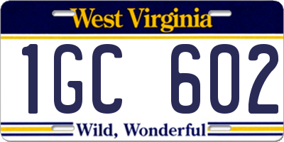 WV license plate 1GC602