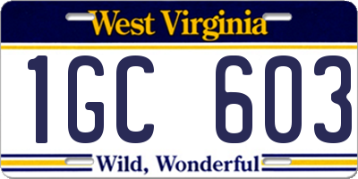 WV license plate 1GC603
