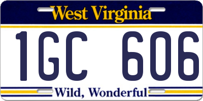 WV license plate 1GC606