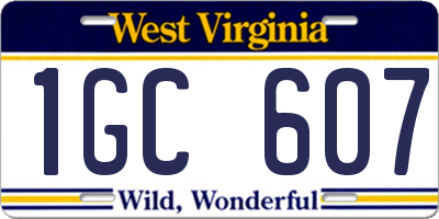 WV license plate 1GC607
