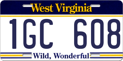 WV license plate 1GC608