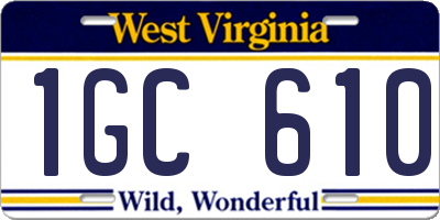 WV license plate 1GC610