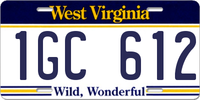 WV license plate 1GC612