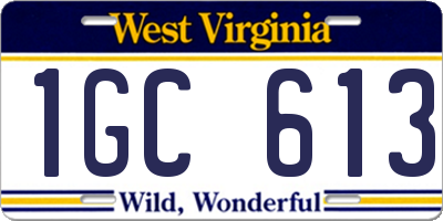 WV license plate 1GC613