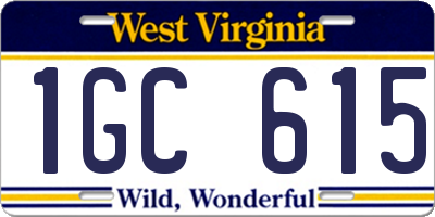 WV license plate 1GC615