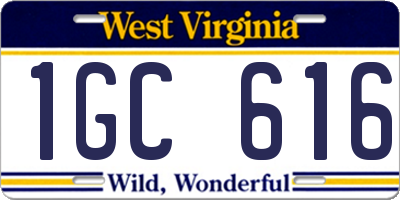 WV license plate 1GC616