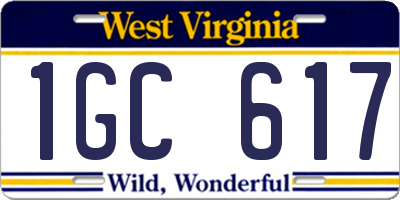 WV license plate 1GC617
