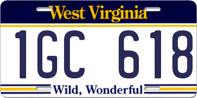 WV license plate 1GC618