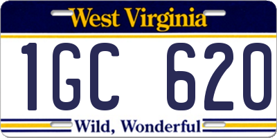 WV license plate 1GC620