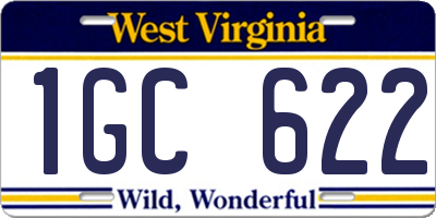 WV license plate 1GC622