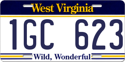 WV license plate 1GC623