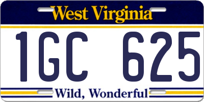 WV license plate 1GC625