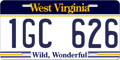 WV license plate 1GC626