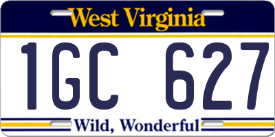 WV license plate 1GC627