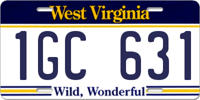 WV license plate 1GC631