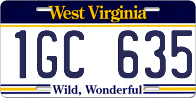 WV license plate 1GC635
