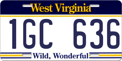 WV license plate 1GC636