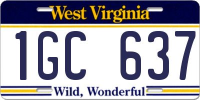 WV license plate 1GC637