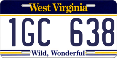 WV license plate 1GC638