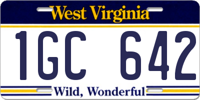 WV license plate 1GC642