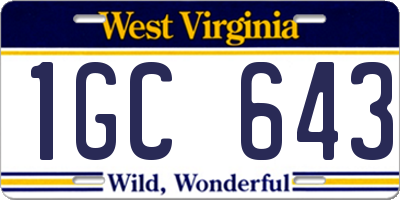 WV license plate 1GC643
