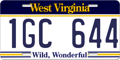 WV license plate 1GC644