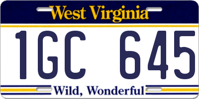 WV license plate 1GC645