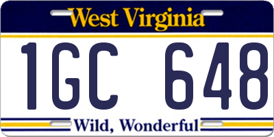 WV license plate 1GC648