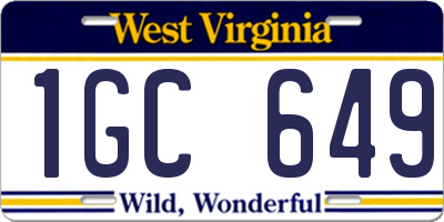WV license plate 1GC649