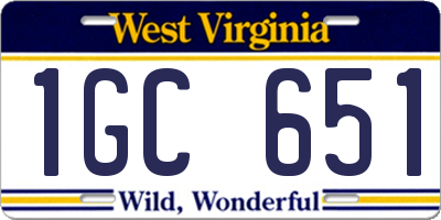 WV license plate 1GC651