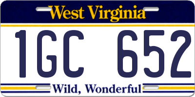 WV license plate 1GC652
