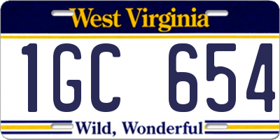 WV license plate 1GC654
