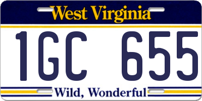 WV license plate 1GC655