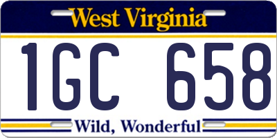 WV license plate 1GC658