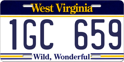 WV license plate 1GC659