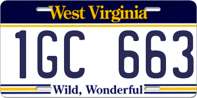 WV license plate 1GC663