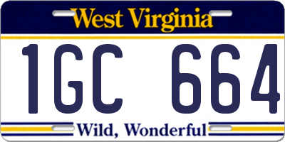 WV license plate 1GC664