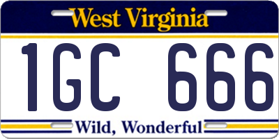 WV license plate 1GC666