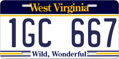 WV license plate 1GC667