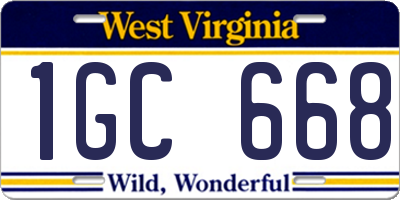WV license plate 1GC668