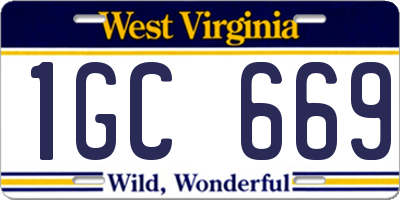 WV license plate 1GC669