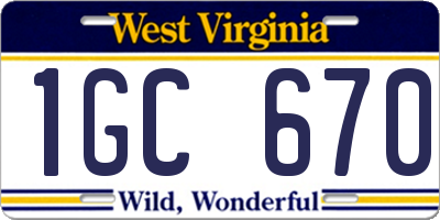 WV license plate 1GC670