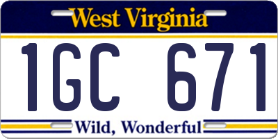 WV license plate 1GC671